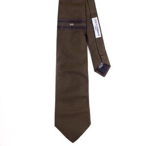 DOLCE & GABBANA OLIVE SILK LOGO NECK TIE